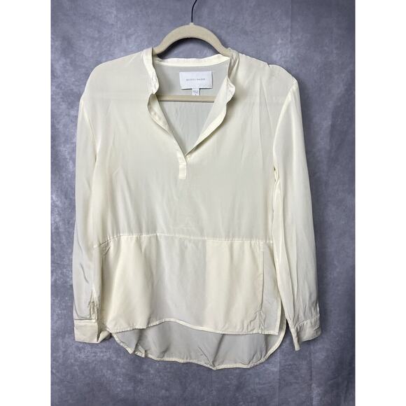 Brochu Walker Womens Small Off White Silk Hand Pocket V-Neck Blouse - Picture 1 of 9